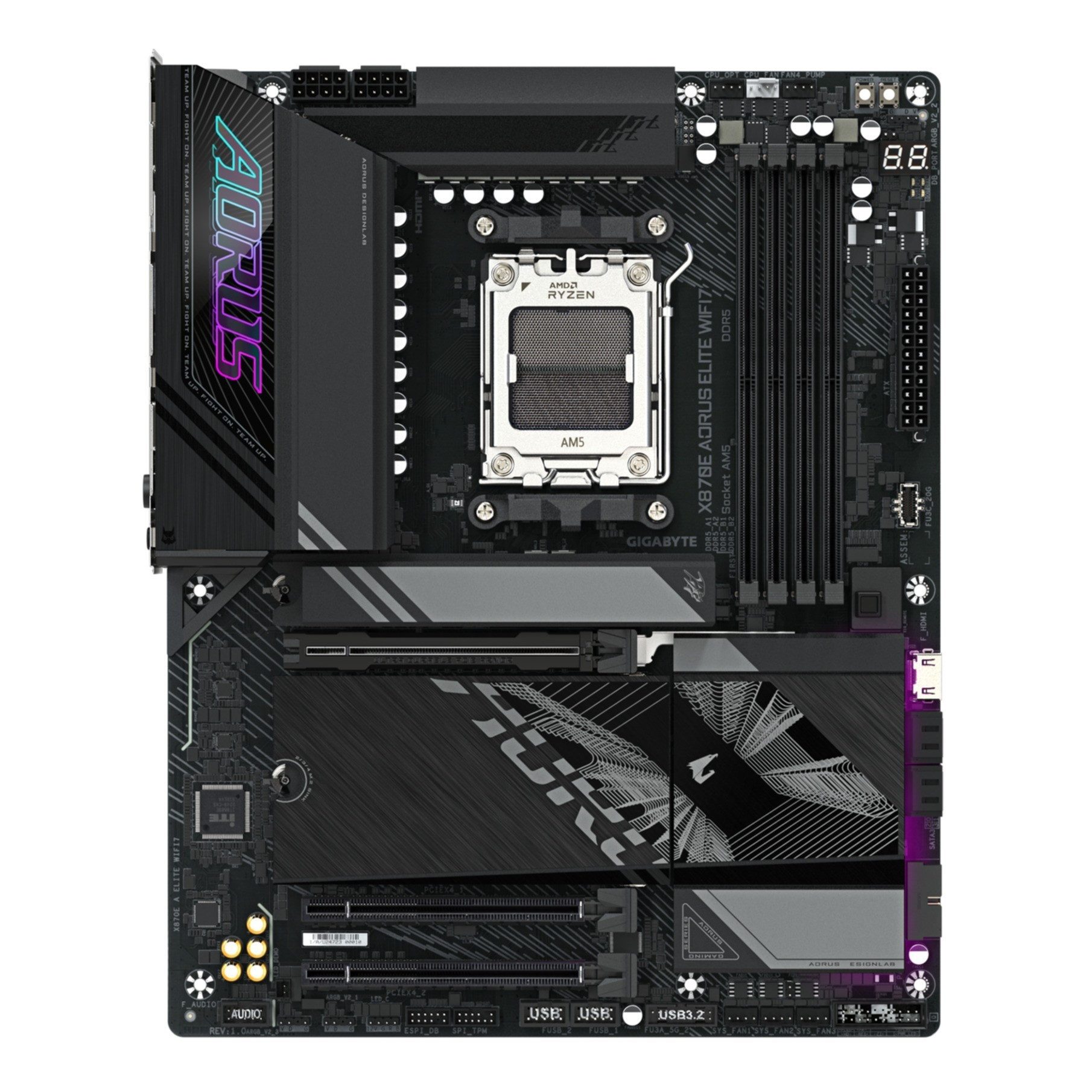 Gigabyte X870E AORUS ELITE WIFI7 Mainboard - Unterstützt AMD Ryzen 9000 CPUs, 1 Mainboard