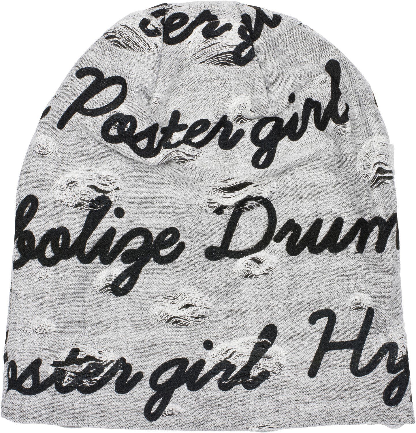 Print Weiß Beanie Sprüche Beanie styleBREAKER mit Rissen und (1-St)