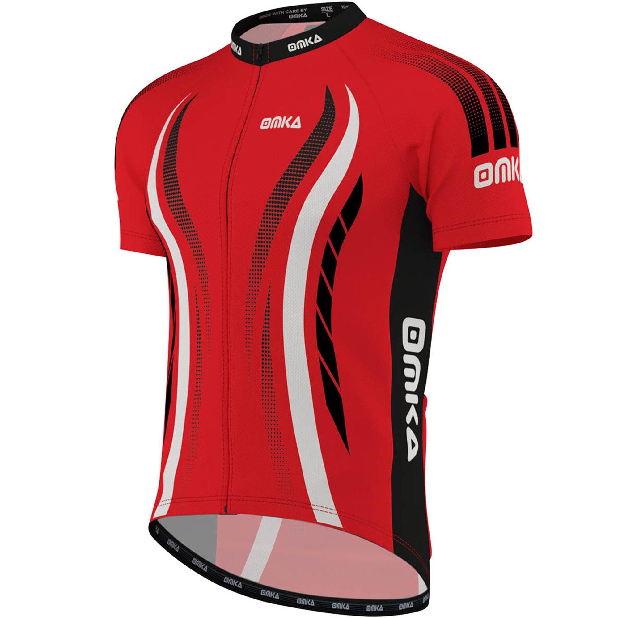 OMKA Radtrikot ME-3013 Rot/Weiß Herren Racing Performance Radtrikot mit Sublimationsdruck