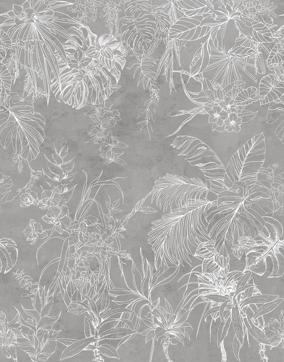 Newroom Vliestapete, [ 2,7 x 2,12m ] großzügiges Motiv - kein wiederkehrendes Muster - nahtlos große Flächen möglich - Fototapete Wandbild Blumen Dschungel Blätter Made in Germany