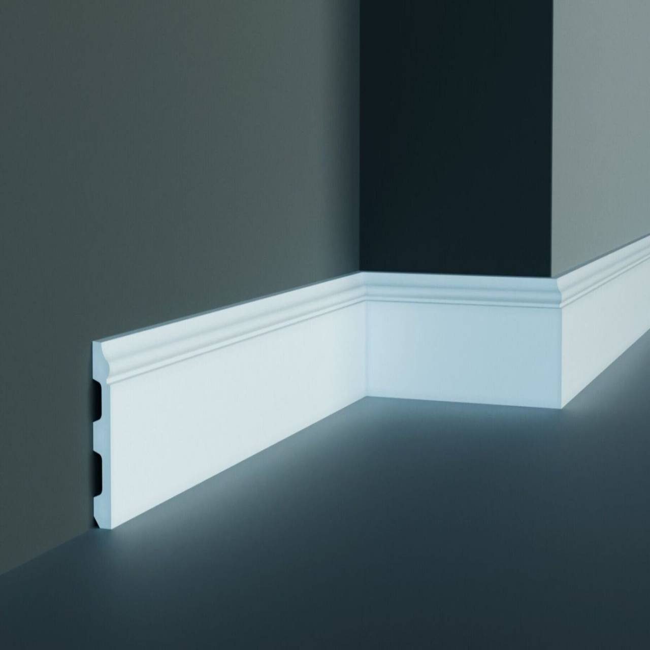 PROVISTON Sockelleiste Polyurethan, 80 x 12 x 2000 mm, Weiß, Kunststoff Fußleiste, 1-St.
