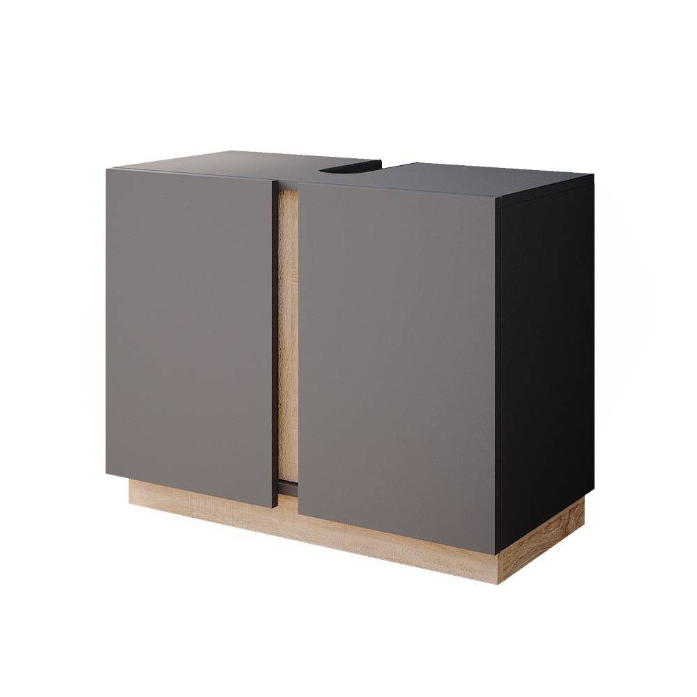 Vicco Waschbeckenunterschrank Gloria, Anthrazit/Sonoma, 70.4 x 55.5 cm mit 2 Türen