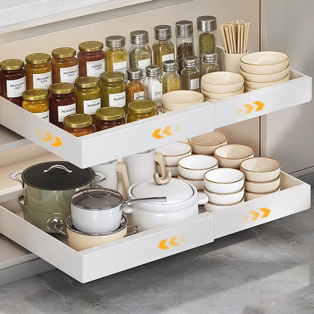 TUWENA Teleskopauszug Teleskopschublade, 32-48cm Verstellbare Breite Ausziehbare Schubladen