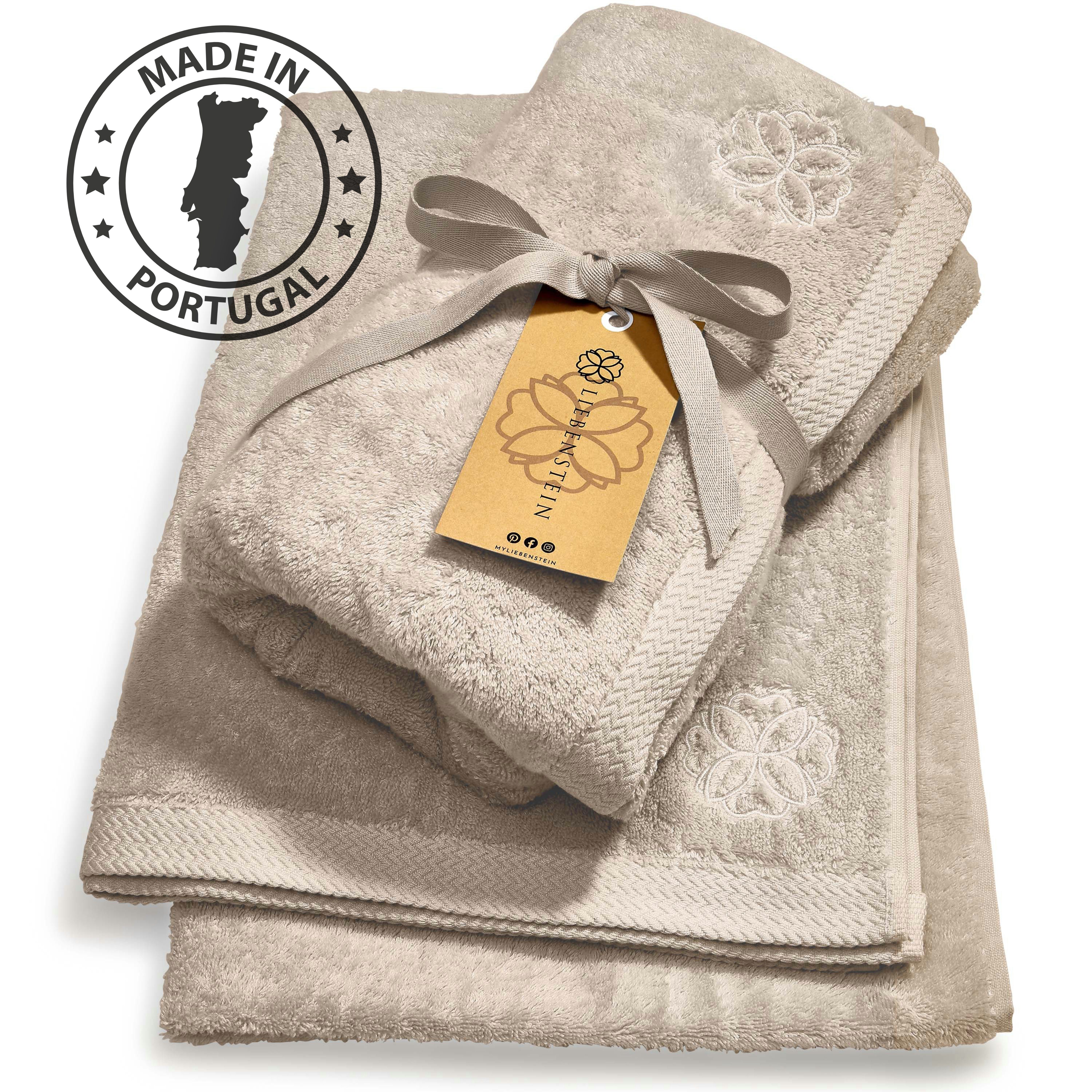 Liebenstein Handtücher Premium Duschhandtuch 70x140 cm aus feinster Baumwolle, (2-St), mit 550 g/ m² - außergewöhnlich weich und saugstark beige | Kinderhandtücher