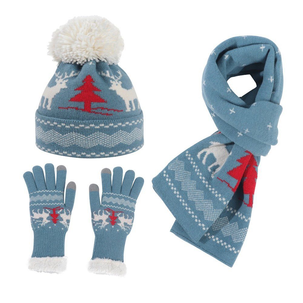 LYDMN Strickhandschuhe Winter Warm dreiteiliges Strickmütze, Schal Handschuhe Set Handschuh, Schal und Mütze 3-teiliges Set | Strickhandschuhe
