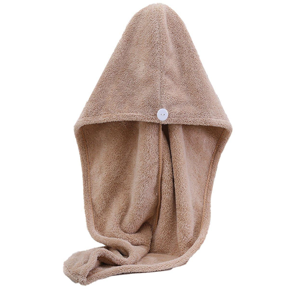 LENBEST Turban-Handtuch Haarturban Handtuch Handtuch (1-St) Kaffe Haare, mit Turban Knopf, Handtuch