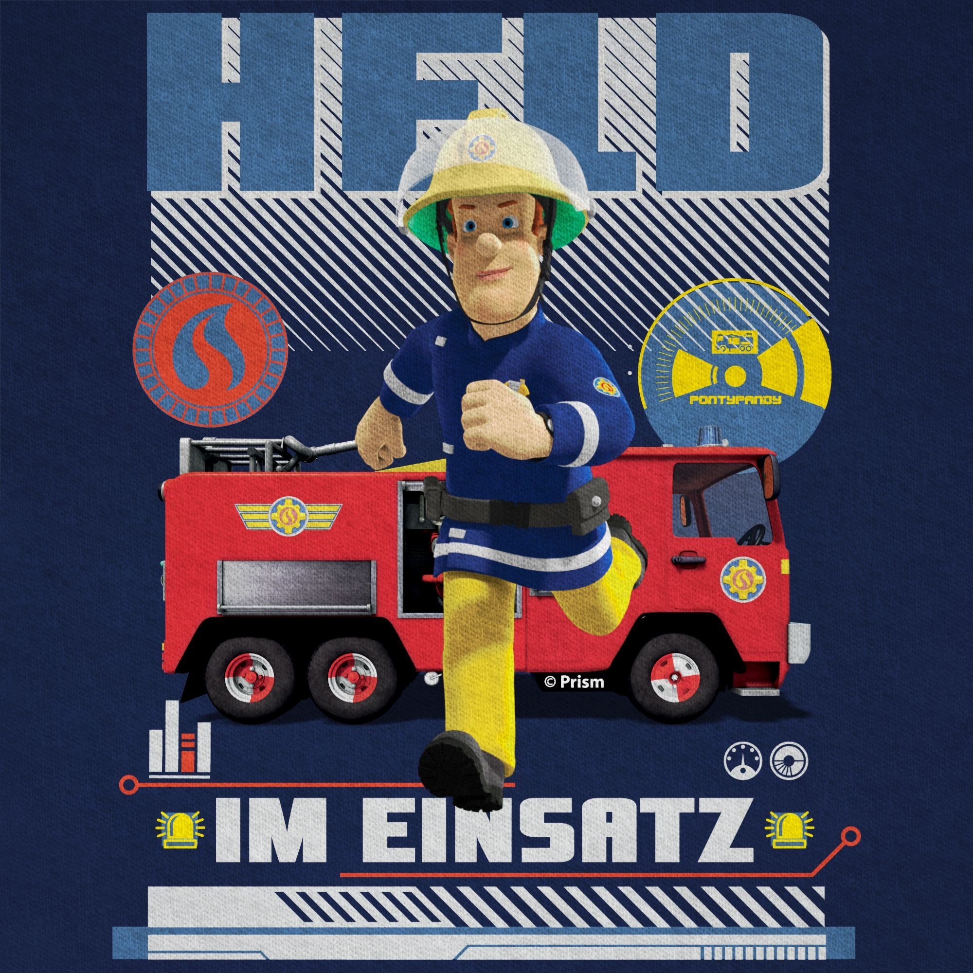 Dunkelblau T-Shirt Sam Held Shirtracer Einsatz Feuerwehrmann im 02 Jungen