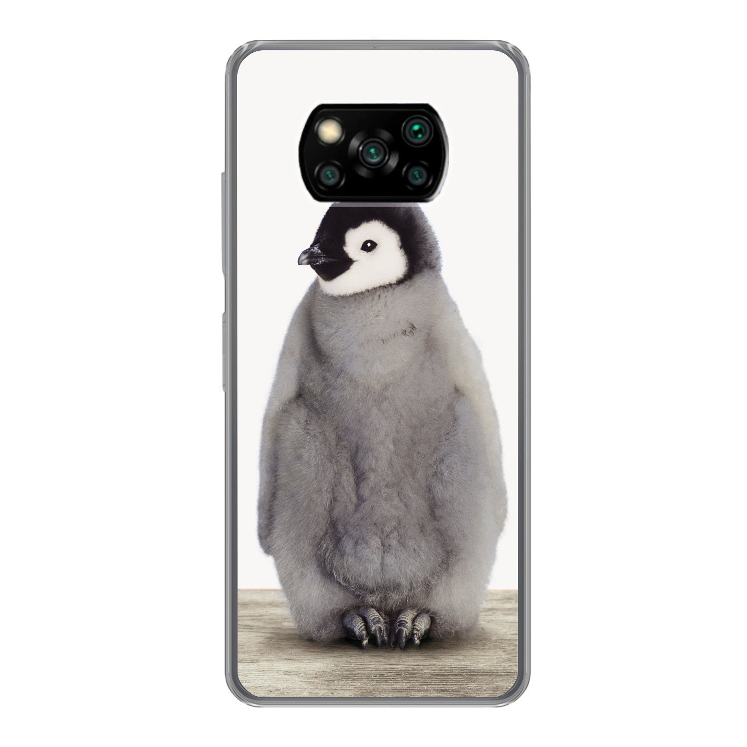 MuchoWow Handyhülle für Xiaomi Poco X3 NFC Kinder - Pinguin - Grau - Tiere - Mädchen - Jun, Phone Case, Silikon, Schutzhülle Dünn