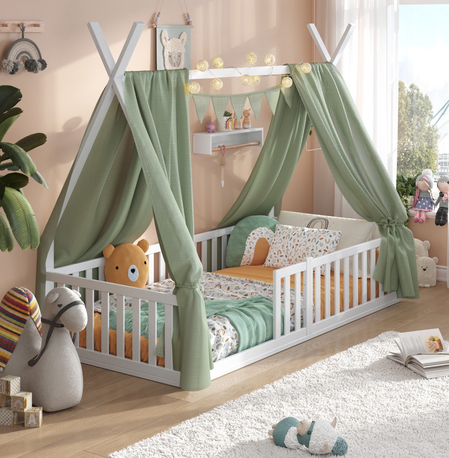 Alavya Home® Kinderbett Bodenbett SKY SET günstig online kaufen