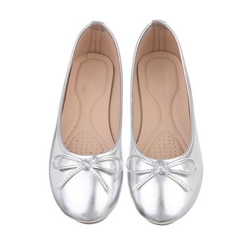 Ital-Design Damen Schlupfschuhe Freizeit Ballerina Blockabsatz Klassische Ballerinas in Silber