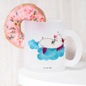 Mr. & Mrs. Panda Teeglas Einhorn Verliebt - Transparent - Geschenk, Glas Teetasse, Tasse, Pega, Premium Glas, Außerordentliches Design