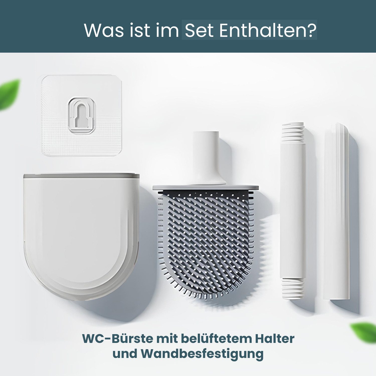 MAQETARA Products WC-Reinigungsbürste Premium Silikon Klobürste für Badezimmer, Bad, WC, Toilette, Reinigung, (Packung), Schnell Trocknende WC Bürste mit Wandbefestigung zum Kleben