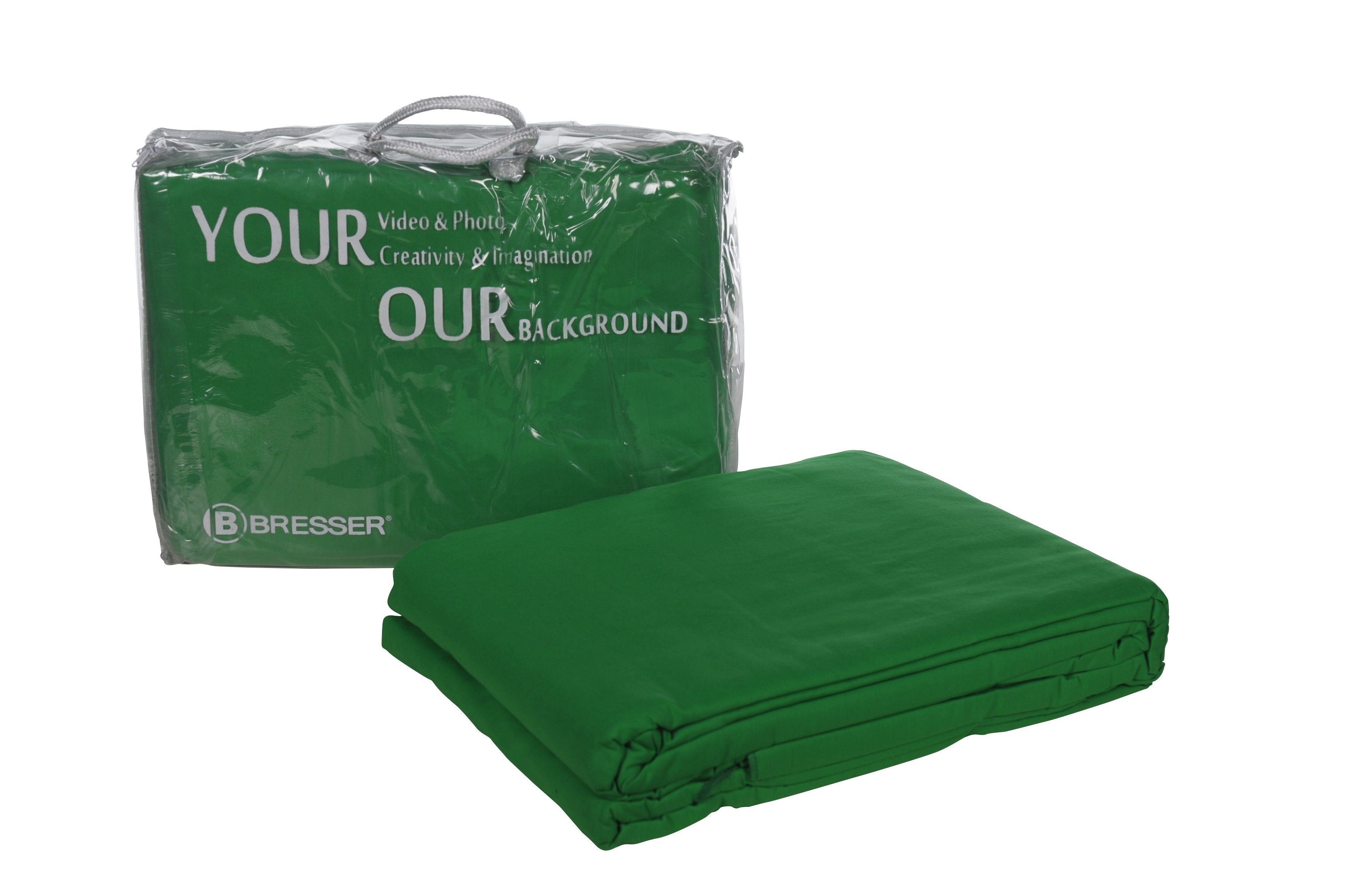BRESSER Hintergrundtuch BRESSER Y-9 Hintergrundstoff 6 x 6m Greenscreen/ Chromakey Grün