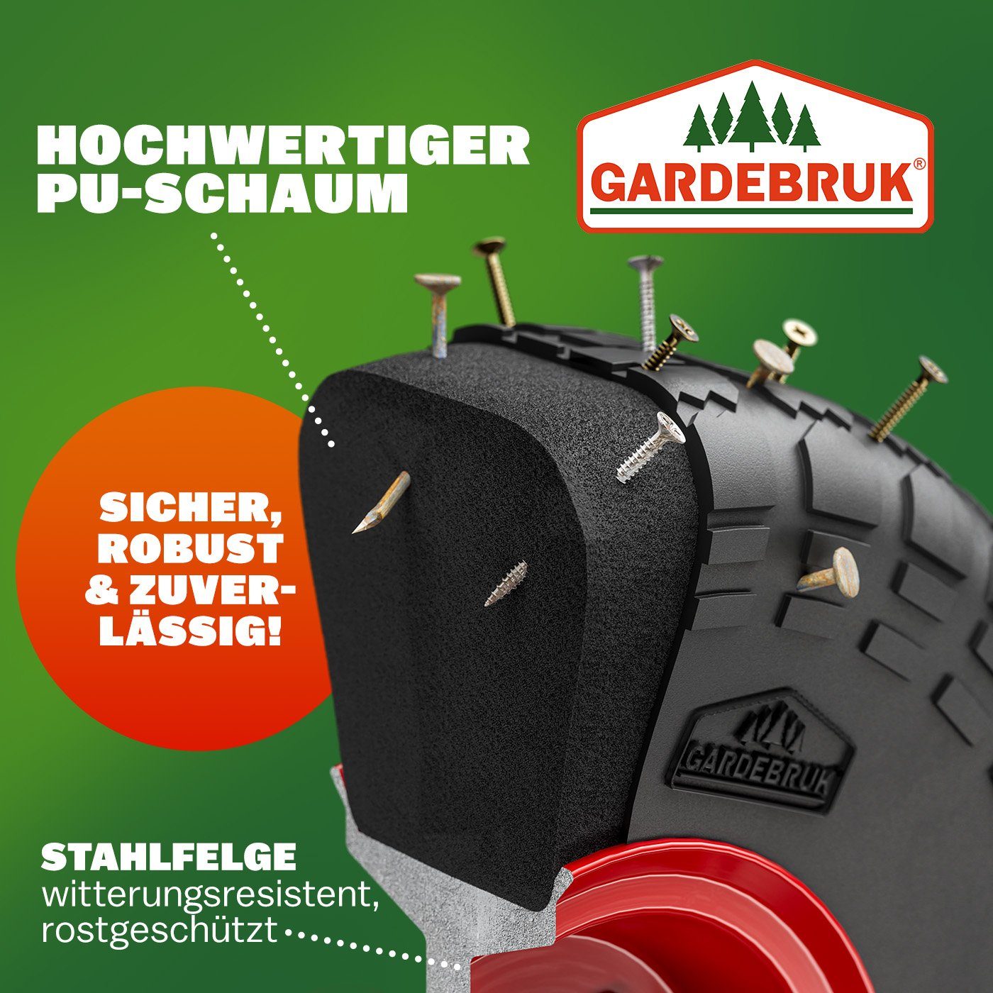 Gardebruk Sackkarre, PU Vollgummireifen klappbar 200kg Stahl Transportkarre Transportwagen