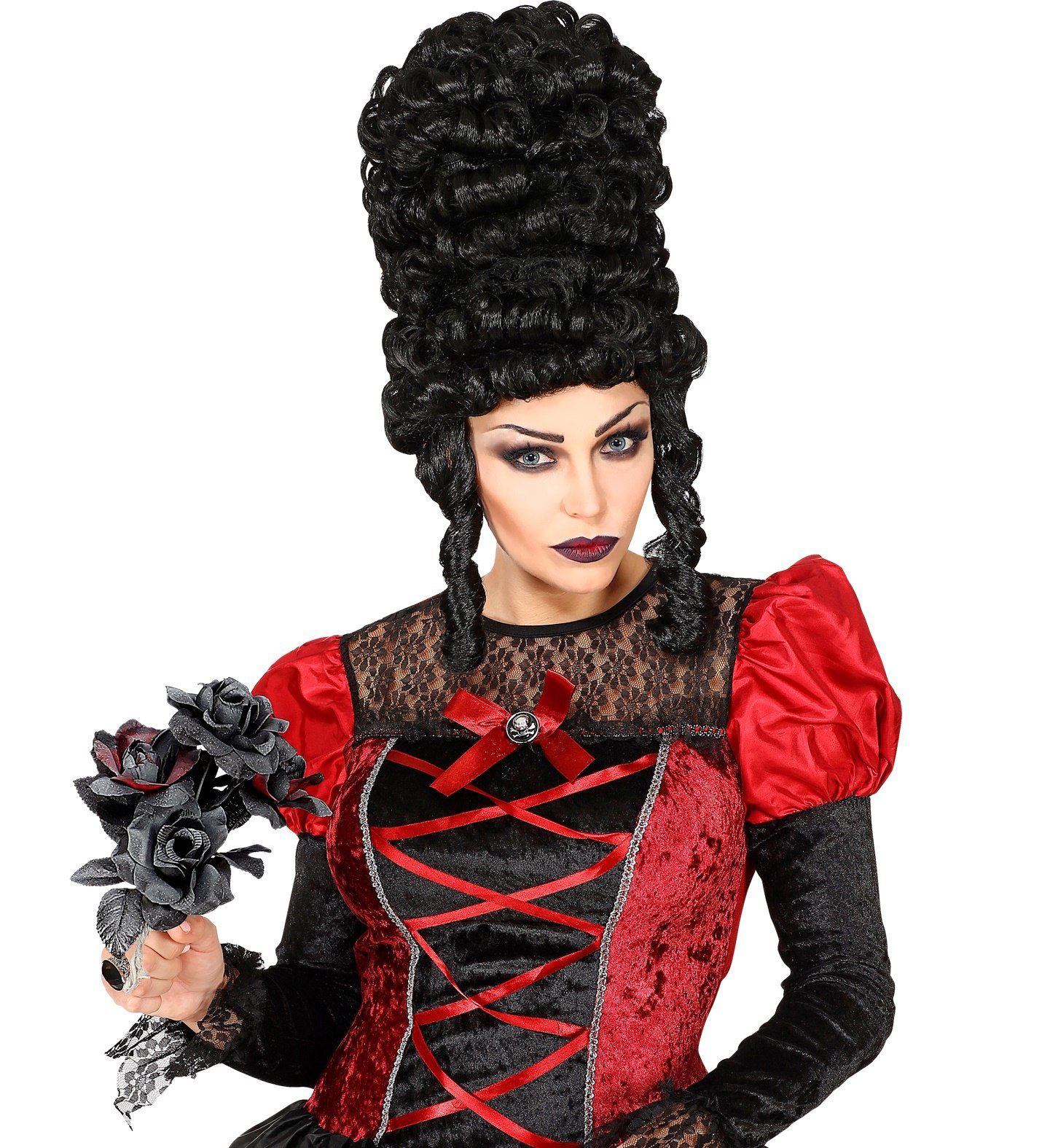 Widmann S.r.l. Dekoobjekt Halloween Brautstrauß 'Rosen', Schwarz Rot – Bild 3 von 4