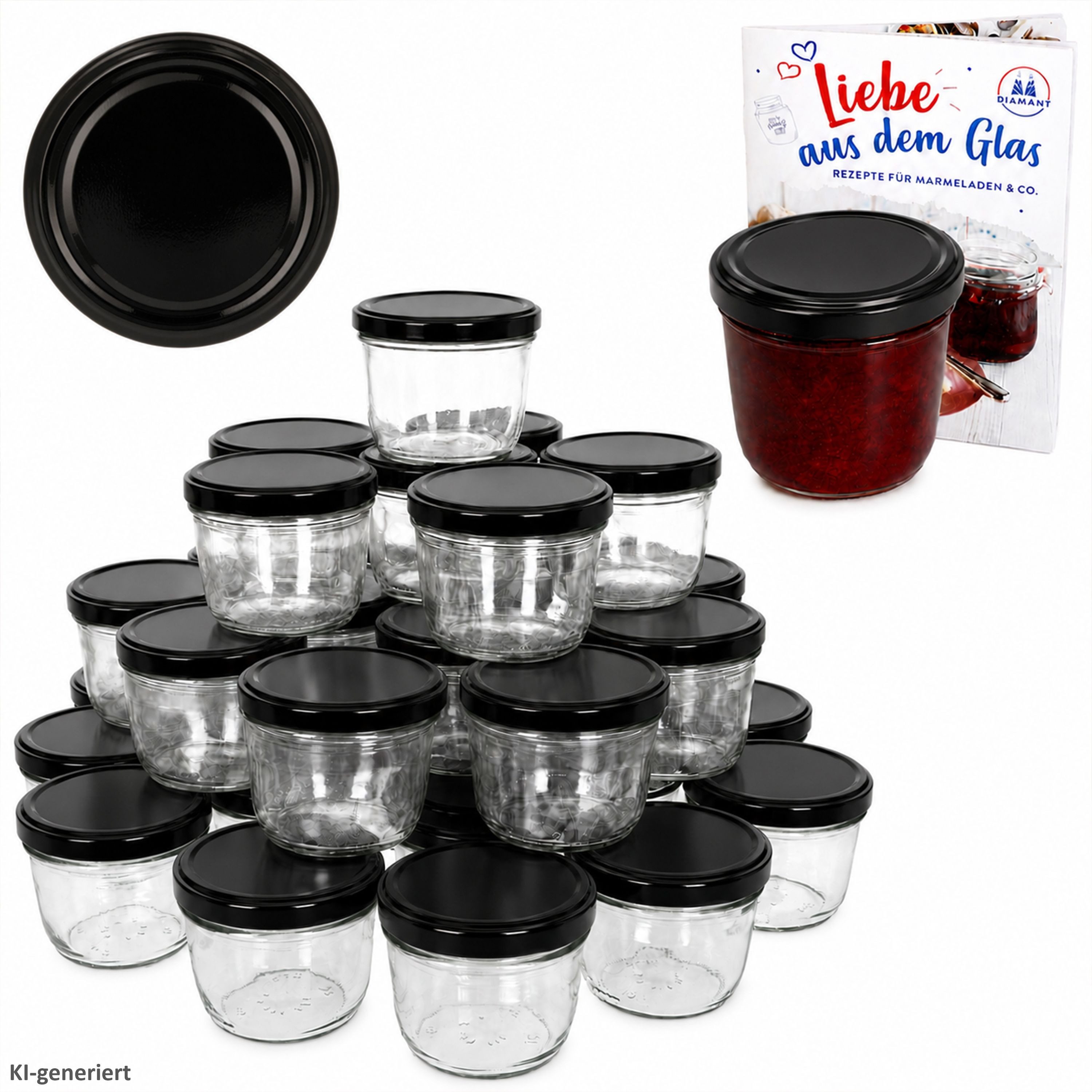 MamboCat Einmachglas 100er Set Sturzglas 230 ml Einmachglas To 82 schwarzer Deckel, Glas