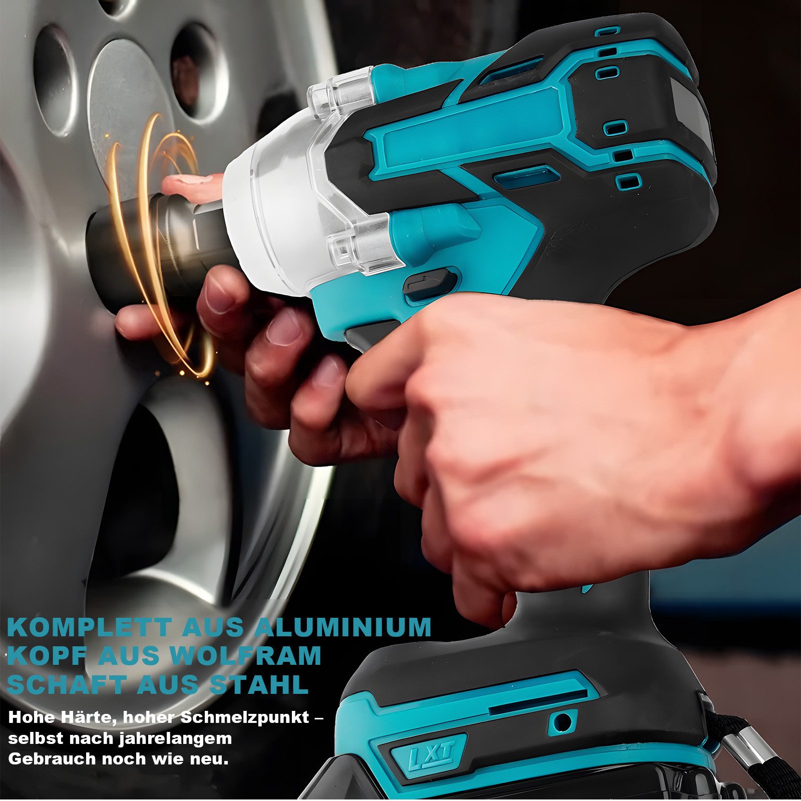 AKKEE Akku-Schlagschrauber 650Nm 1/2 Zoll Bürstenloser Elektro Schlagschrauber, 3200 U/min, 650 Nm, mit 2x Batterie, Für die tägliche Autowartung im Bauwesen