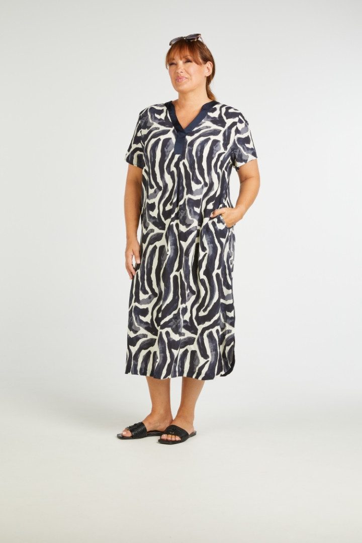 Mona Lisa Sommerkleid Größe Größen Midnight Blue Viskose mit Satin günstig online kaufen