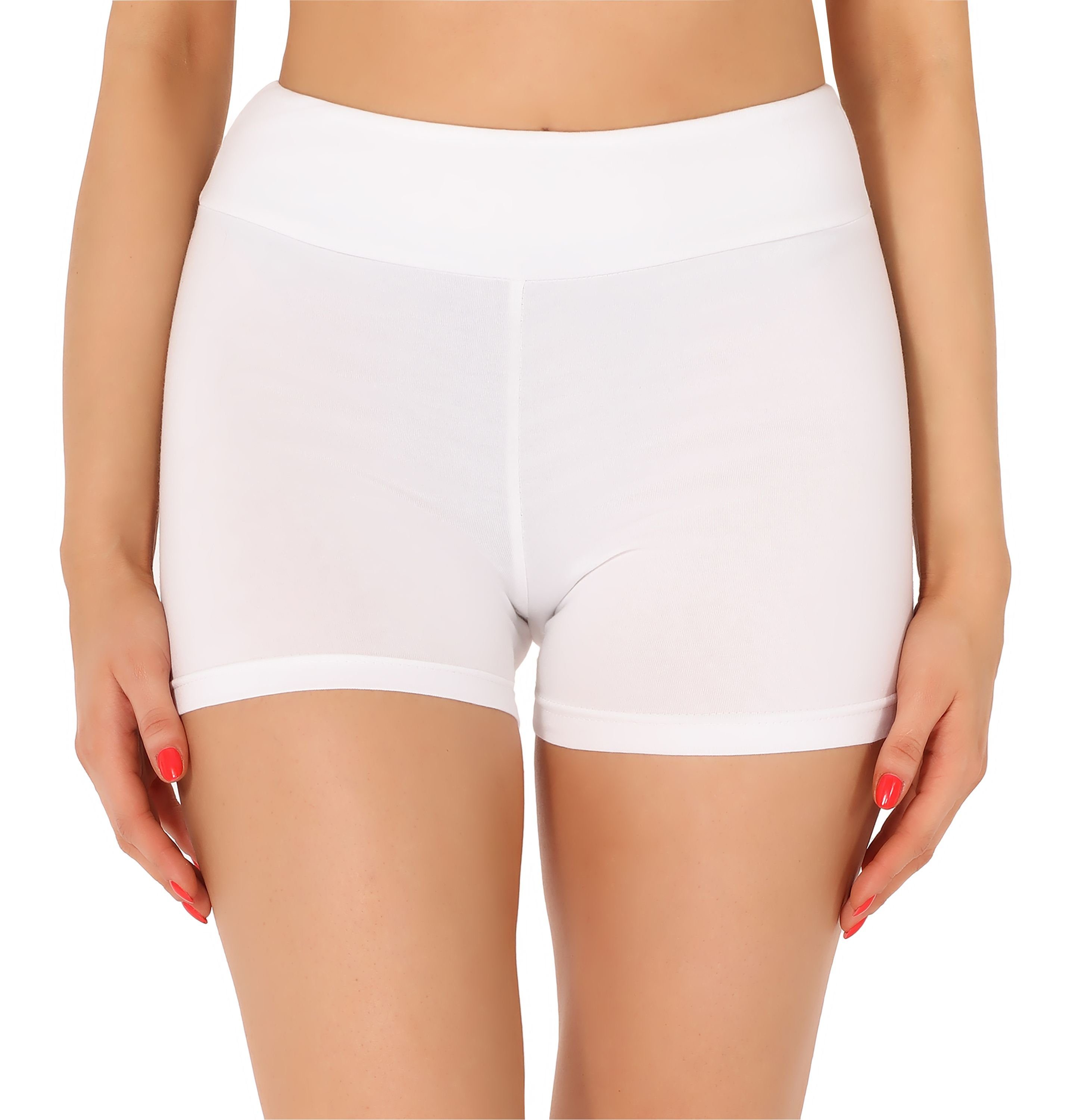 Damen Radlerhose kurze Bund Weiß elastischer Merry MS10-359 Hose (1-tlg) Boxershorts Shorts Unterhose Leggings Style