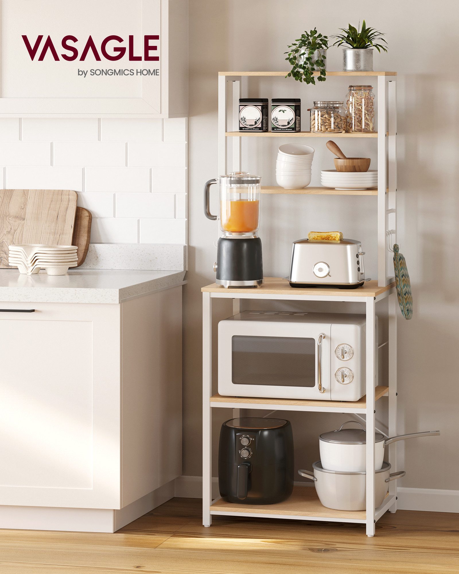 VASAGLE Standregal, Küchenregal mit 6 Haken, 40 x 60 x 167 cm(TxBxH) günstig online kaufen