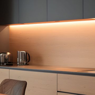 etc-shop Unterschrankleuchte, Leuchtmittel inklusive, Warmweiß, Unterbaulampe LED Unterbauleuchte Deckenlampe Küche schwarz-