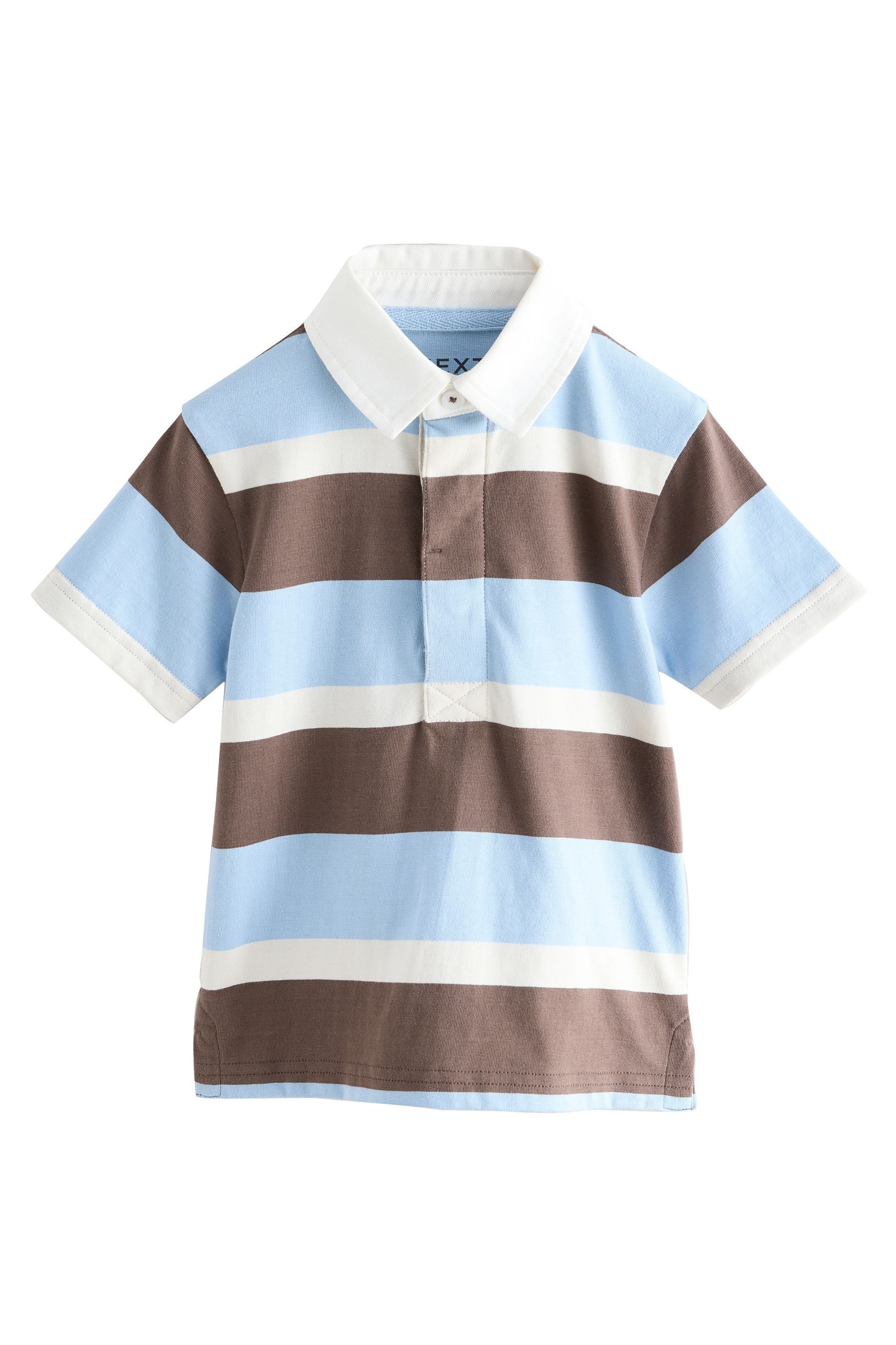 Next Poloshirt Kurzärmeliges Polo-Shirt mit Rugbystreifen (1-tlg)