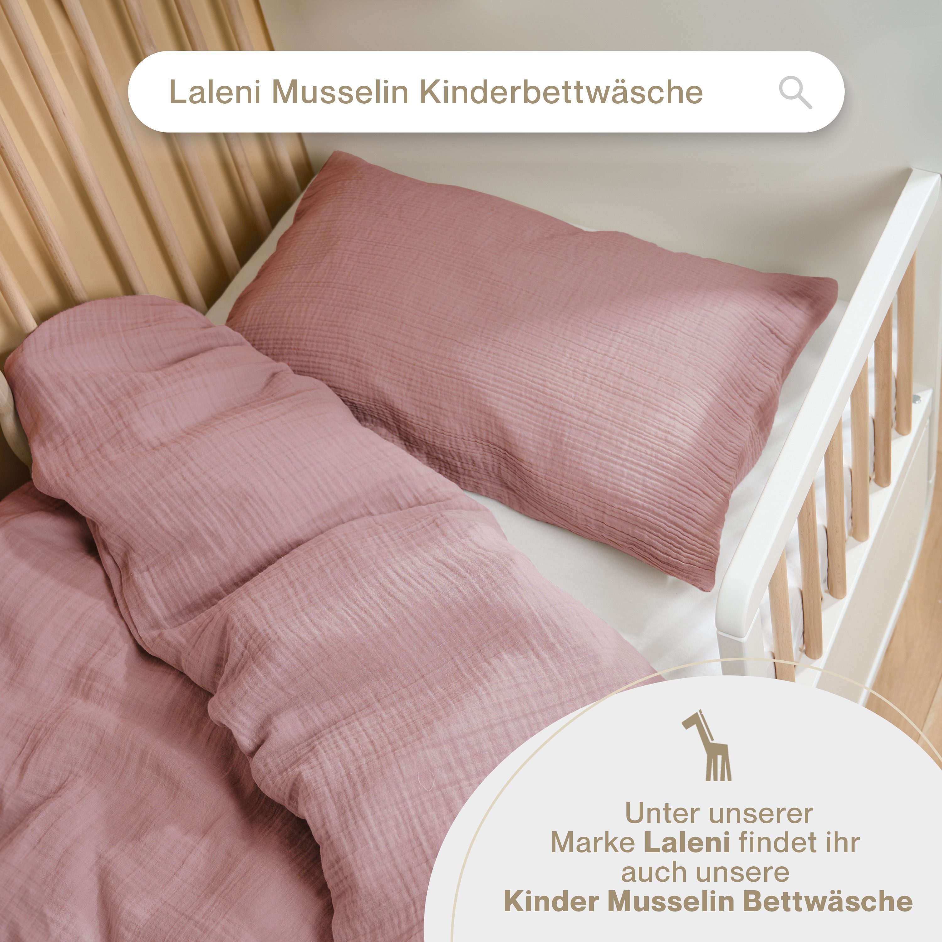 Blumtal Bettwäsche Musselin 100% Baumwolle im Set, Kopfkissenbezug & Deckenbezug, 2 teilig