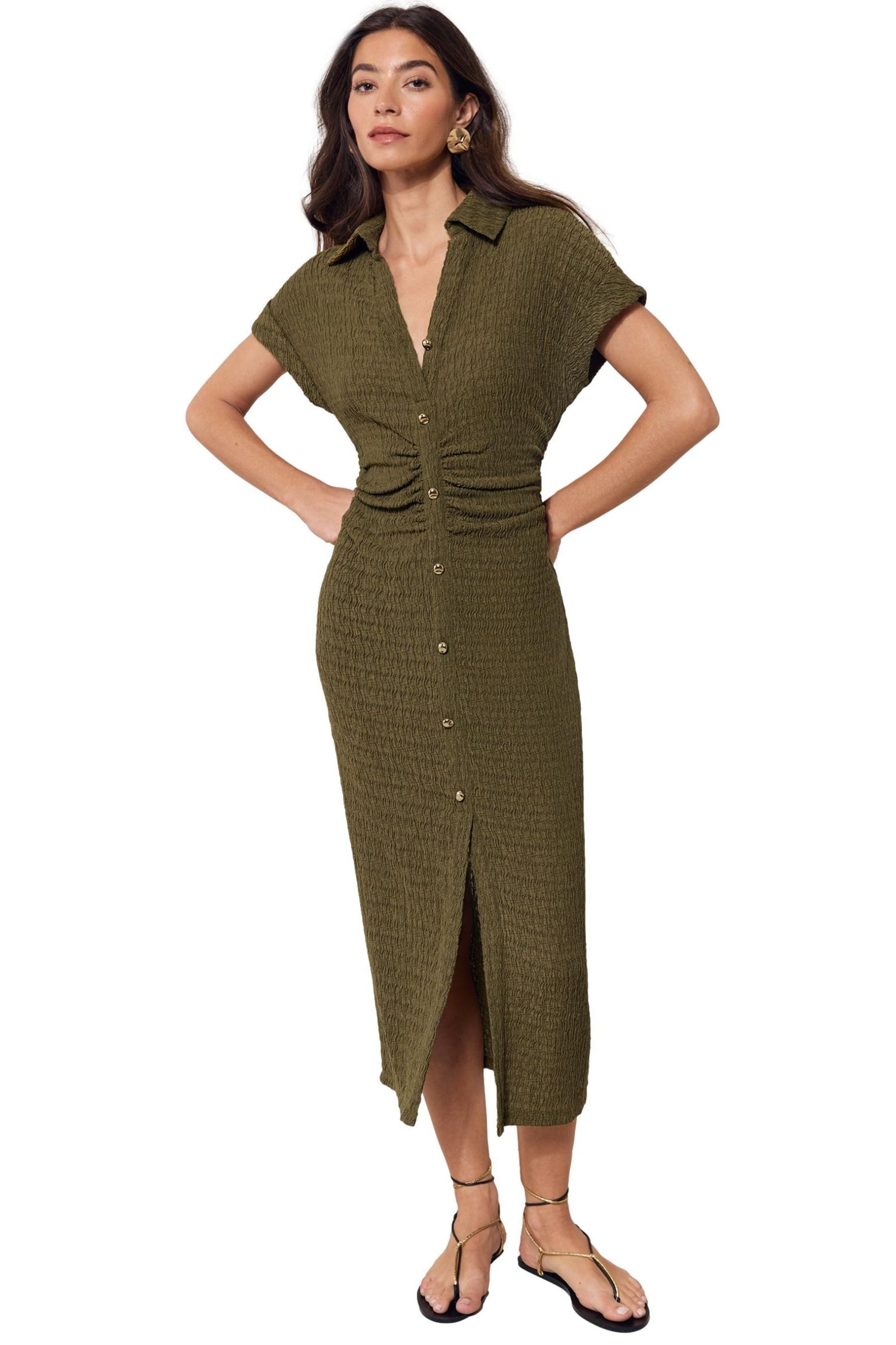 LIPSY Midikleid Lipsy kurzärmeliges Midi-Hemdblusenkleid, Regular (1-tlg)