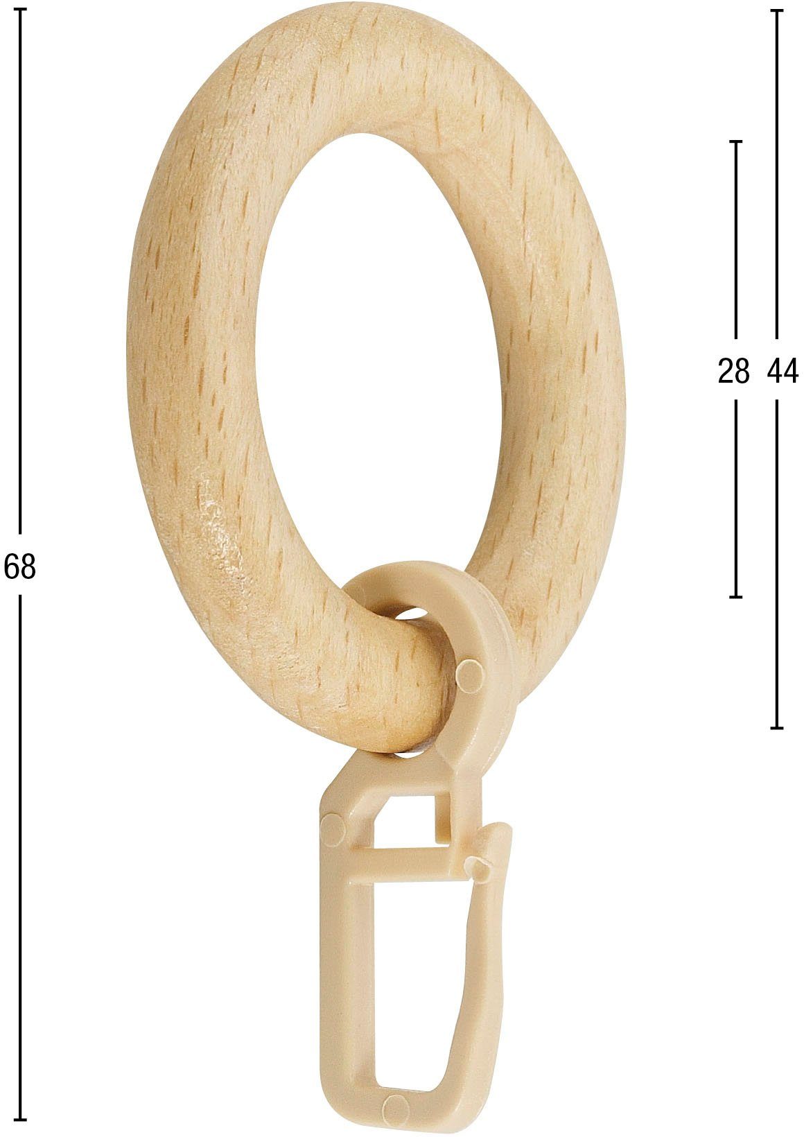 mit einfache Durchmesser 20 (20-St), Durchmesser 20mm, für bis Holzring Montage, Stangen von für einem Haken, Gardinenring geeignet bis mm GARESA, zu