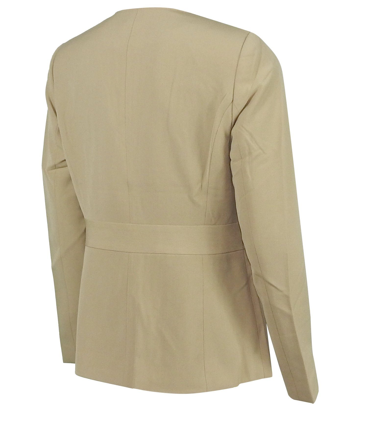 beige Basic Damen Casual Business Sakko Jacke dynamic24 kragenlos Jerseyblazer Blazer