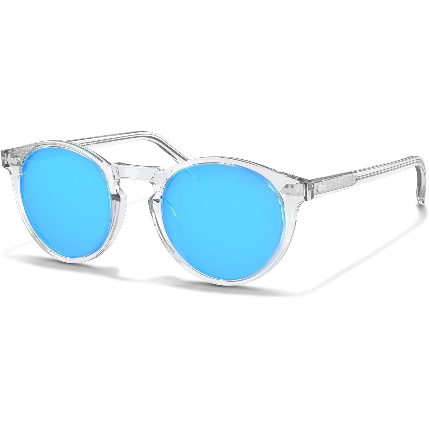 LuxusKollektion Retrosonnenbrille Sonnenbrille polarisierte L10-rahmen Transparenter Weißer Linsen Blau