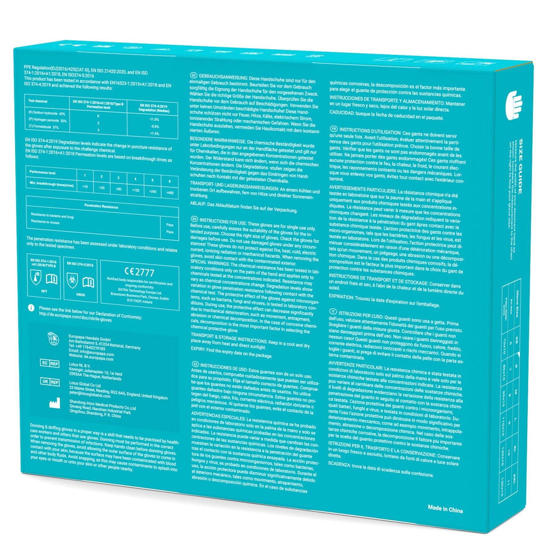 EUROPAPA Nitril-Handschuhe Medical Einmalhandschuhe Untersuchungshandschuhe (200, puderfrei ohne Latex, Gummihandschuhe, EN455 EN374) unsteril latexfrei disposible gloves