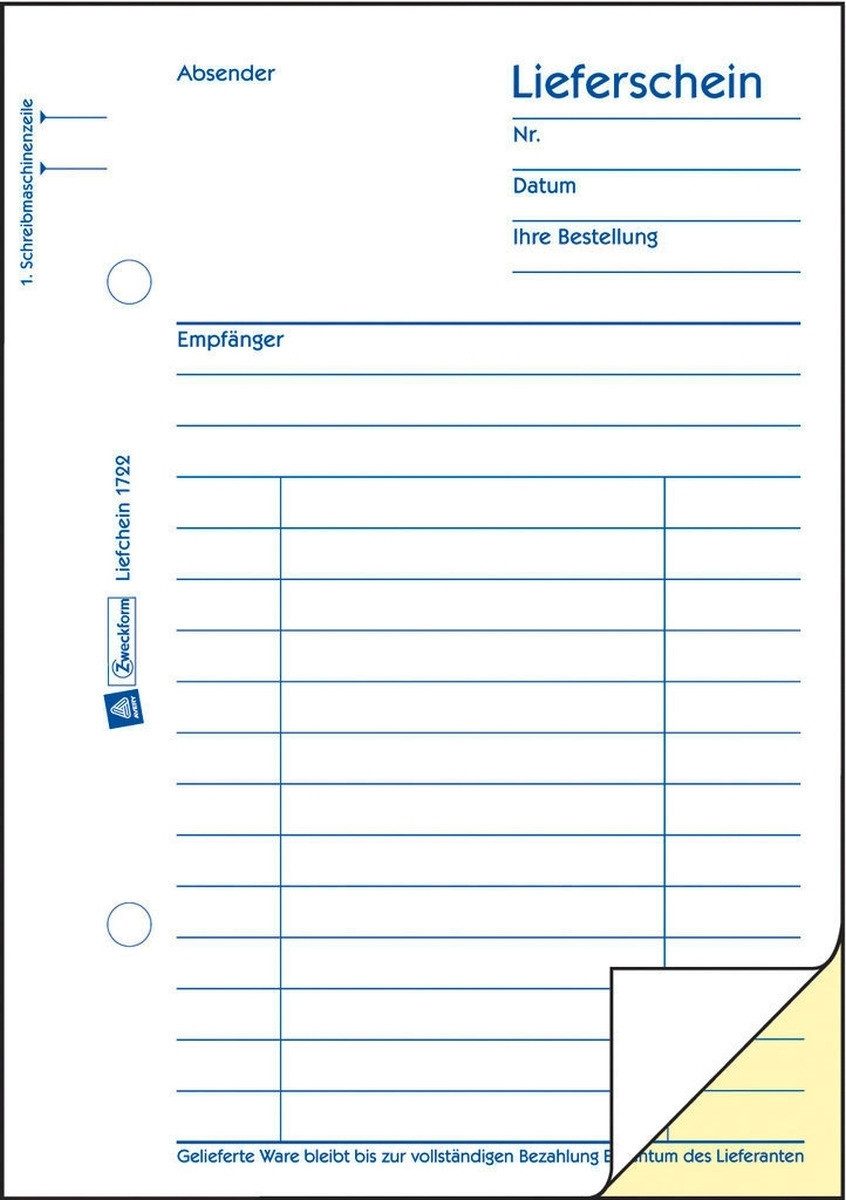 Formularblock Formularbuch Lieferschein A6 VE=2x50 Blatt