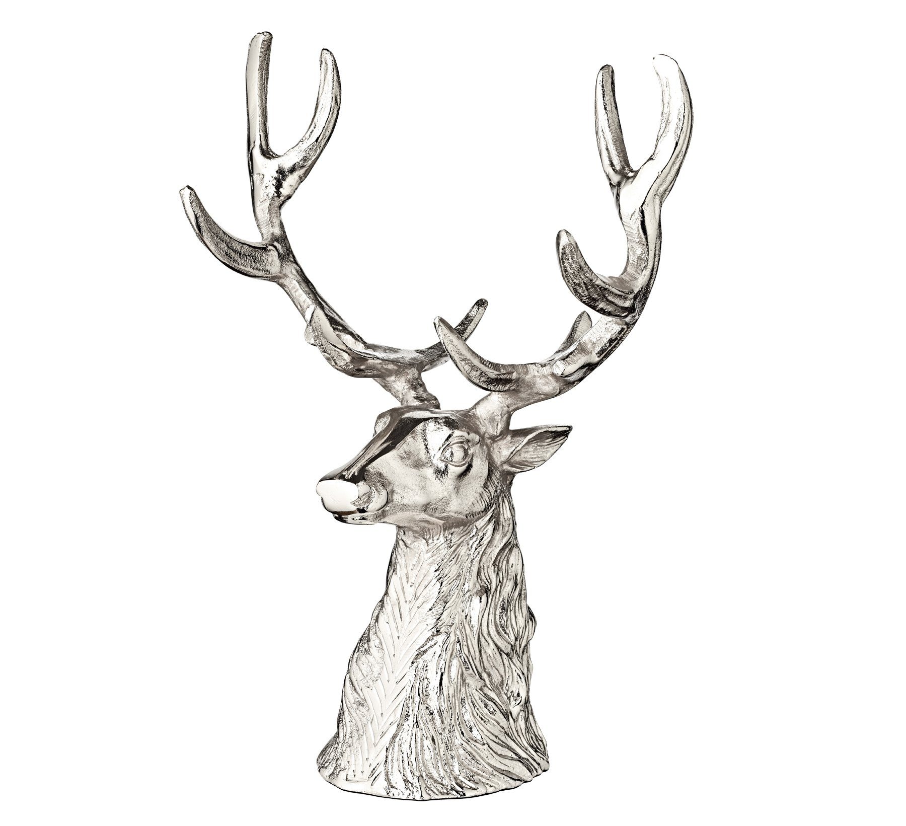 EDZARD Servierschale Richard, Aluminium, Silber-Optik, Hirsch-Design, H 33 cm, Ø 32 cm