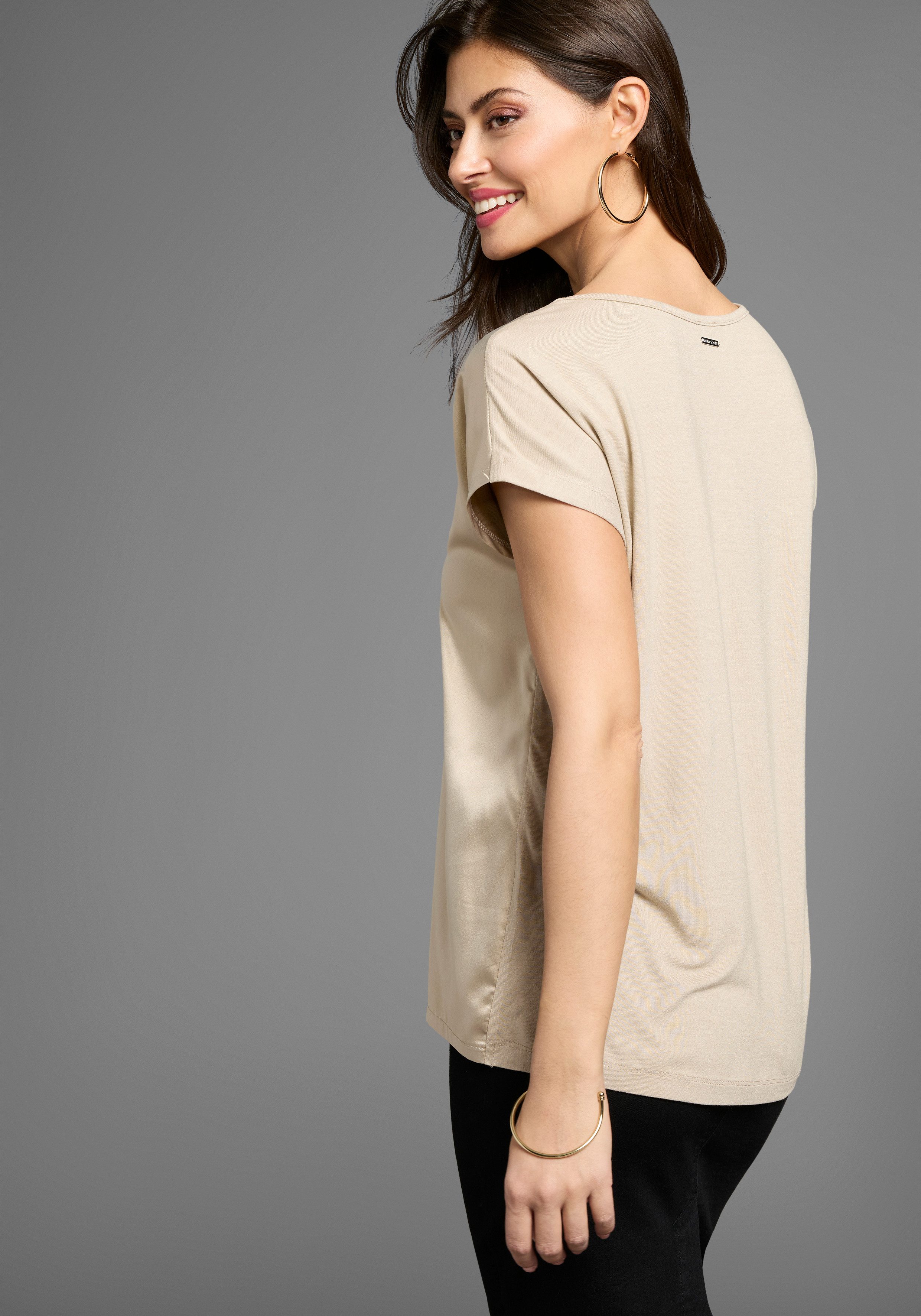 Laura Scott Shirtbluse mit Spitze und Materialmix günstig online kaufen