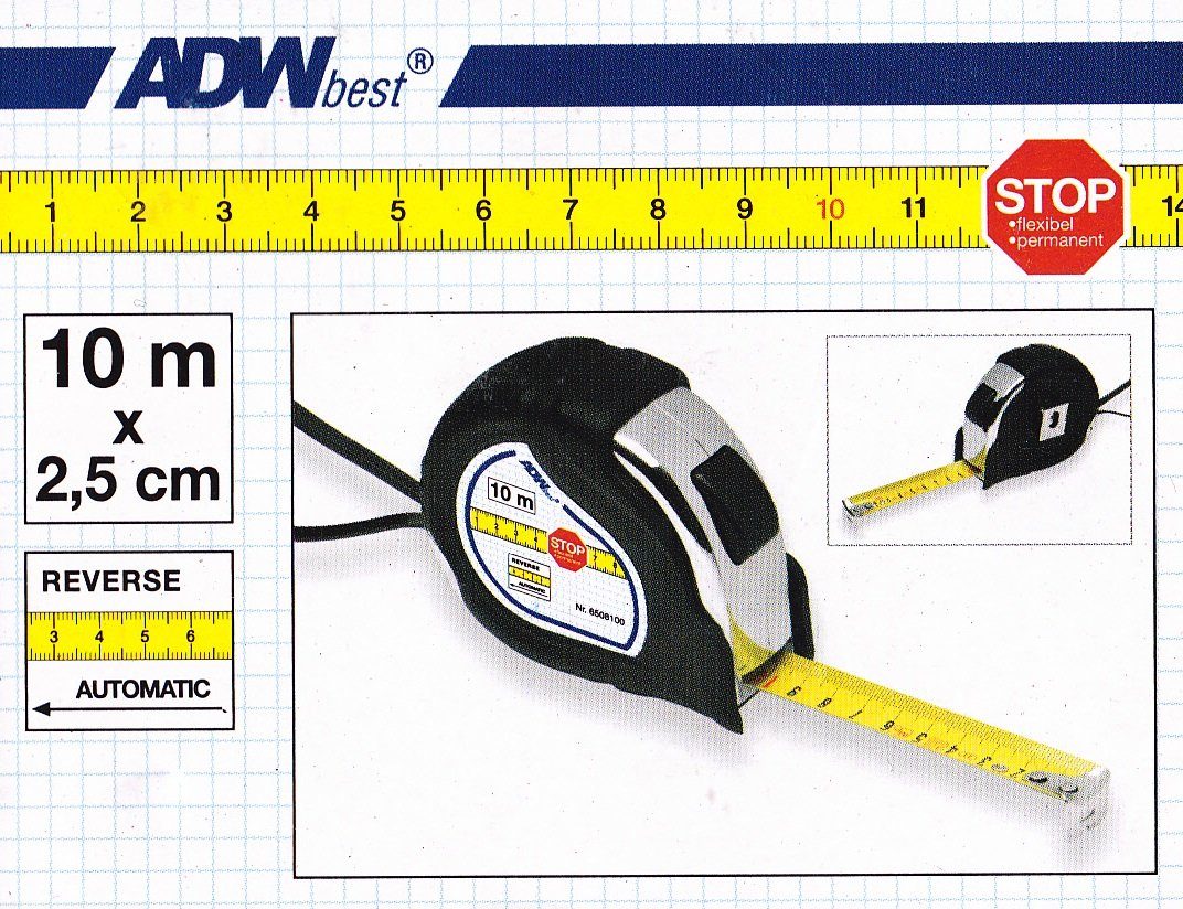 Markenwarenshop-Style Rollbandmaß Profi Stahl Maßband Bandmaß 10 m Autostop schwere Ausführung 2,5cm