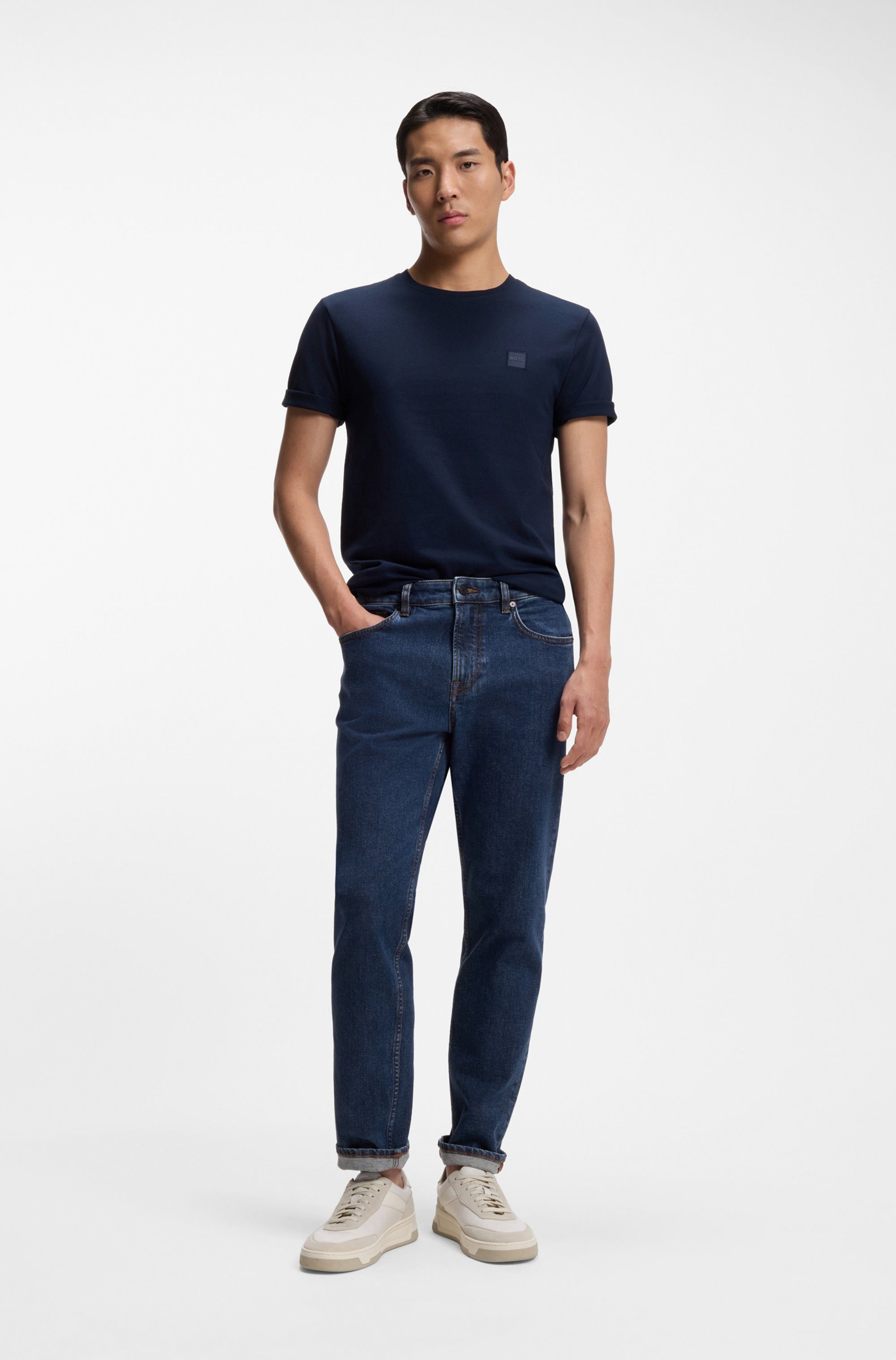 BOSS ORANGE Regular-fit-Jeans RE.MAINE BO mit BOSS-Lederbadge, Regular Fit, stone washed