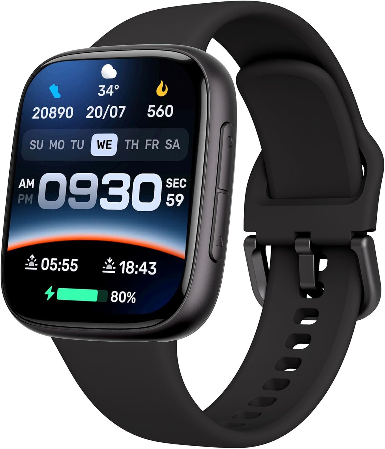 antfit Damen"s Herren"s AMOLED Display GPS Fitness Tracker; mit Herzfrequenz Smartwatch (4,3 cm/1,69 Zoll, Android/iOS), IP68 Wasserdicht, Schlafmonitor, SPO2,100+Sportmodi & Telefonfunktion