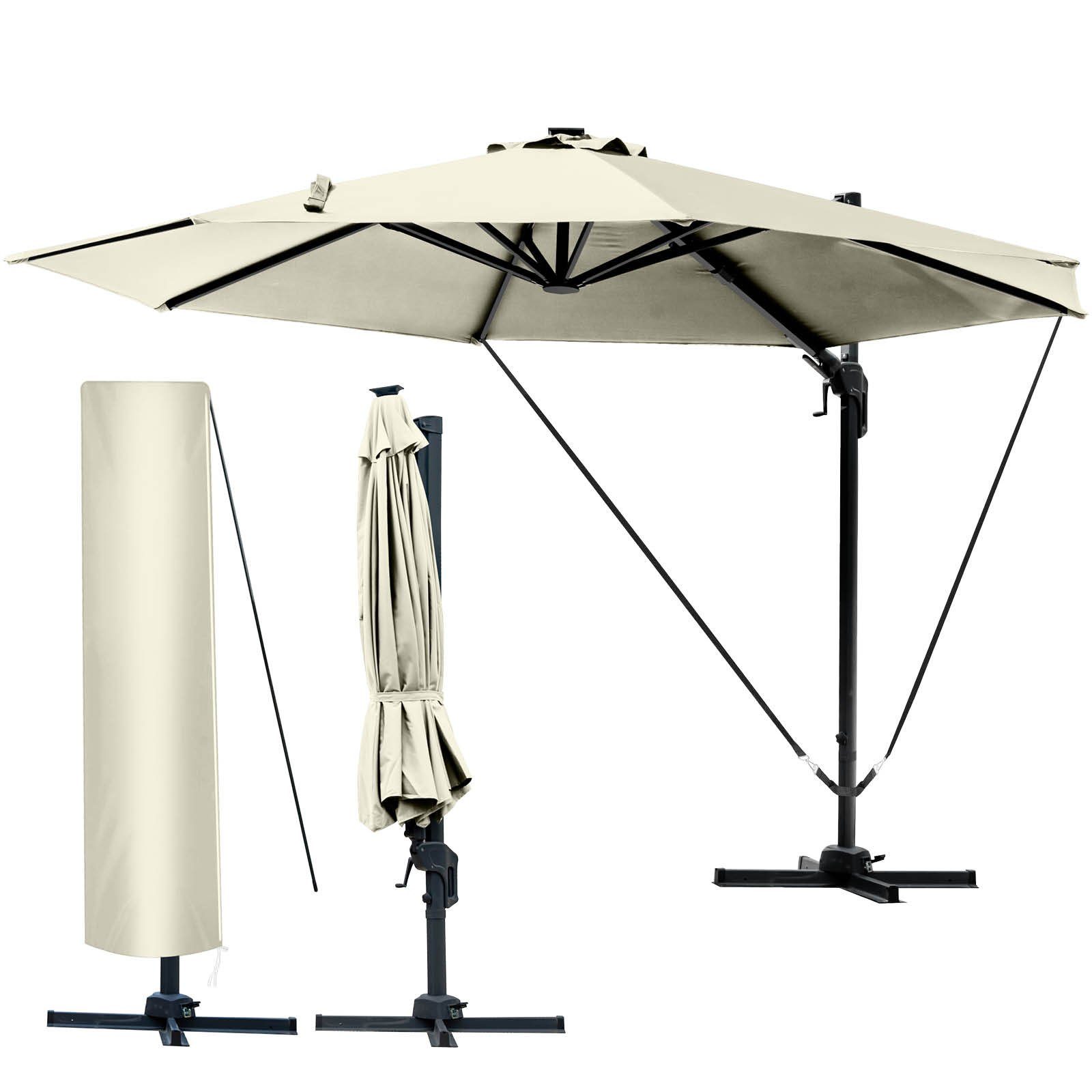 BRAST Sonnenschirm Alu Ampelschirm Ø350cm inkl. Windsicherung