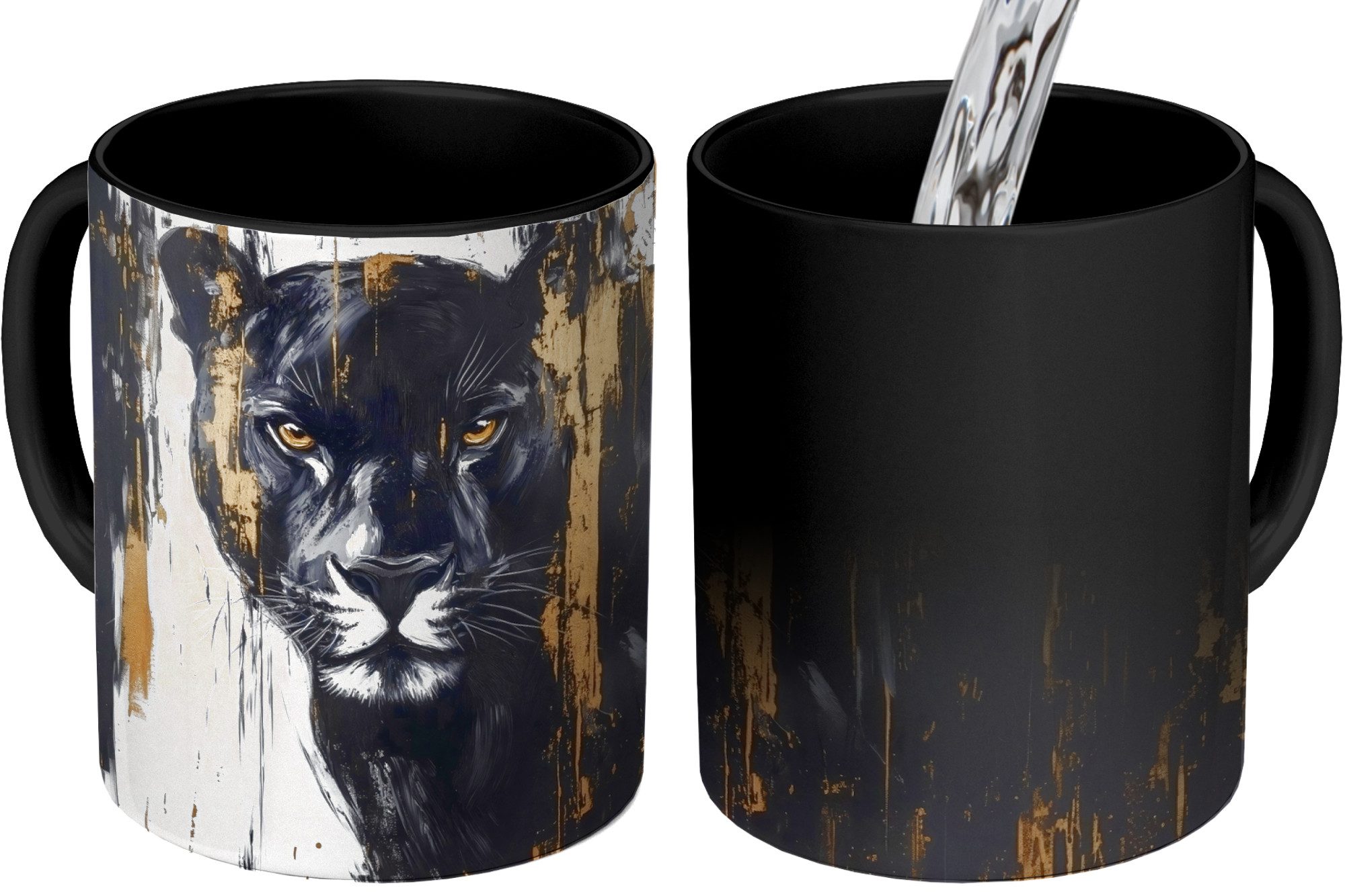 Tasse Panther - Schwarz - Abstrakt - Pinselstriche
