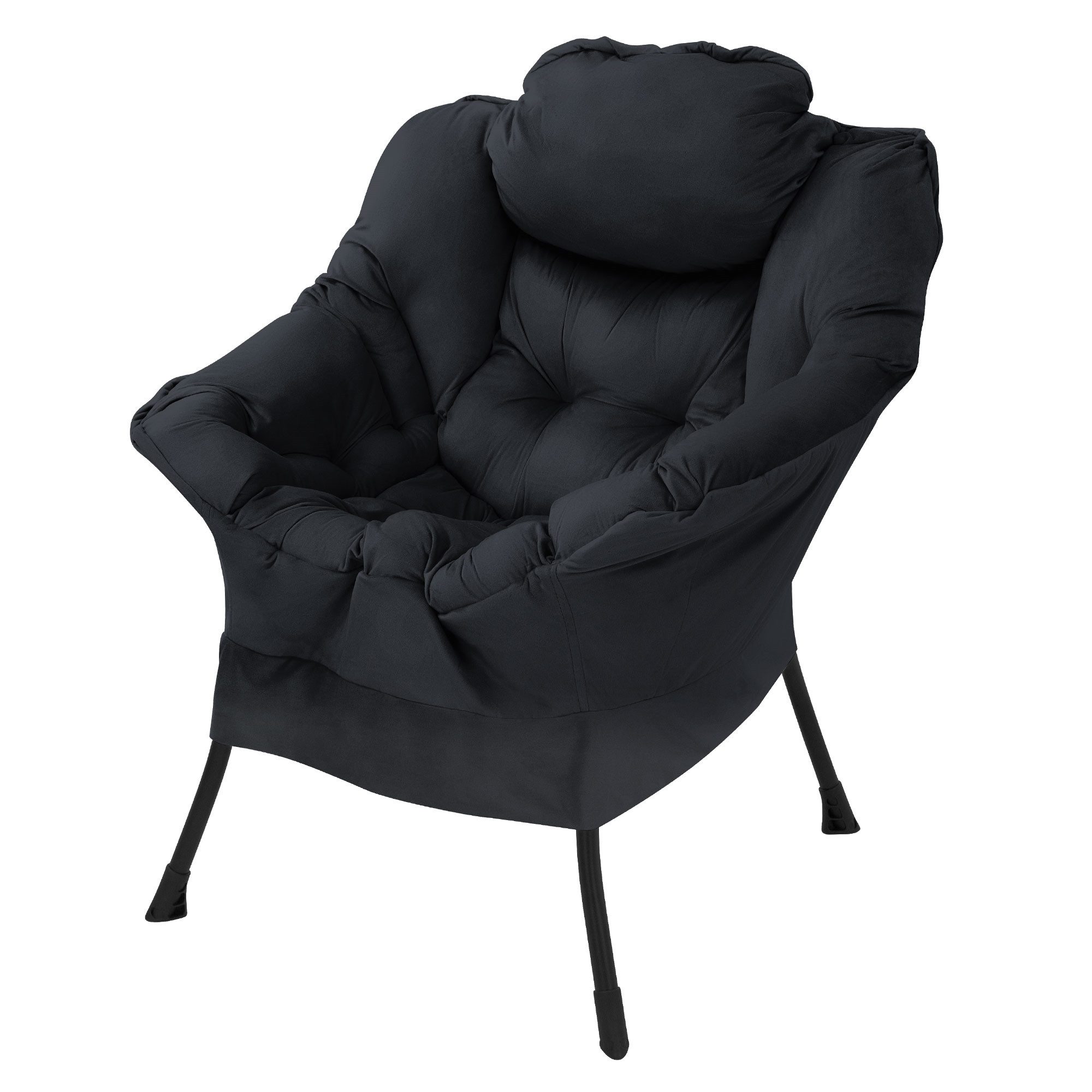 ML-DESIGN Loungesessel Sessel Wohnzimmer Relaxsessel mit Armlehnen & Kopfkissen Lesesessel (1-St), Fernsehsessel bequem Loungesessel Polstersessel Stahlbeinen Schwarz