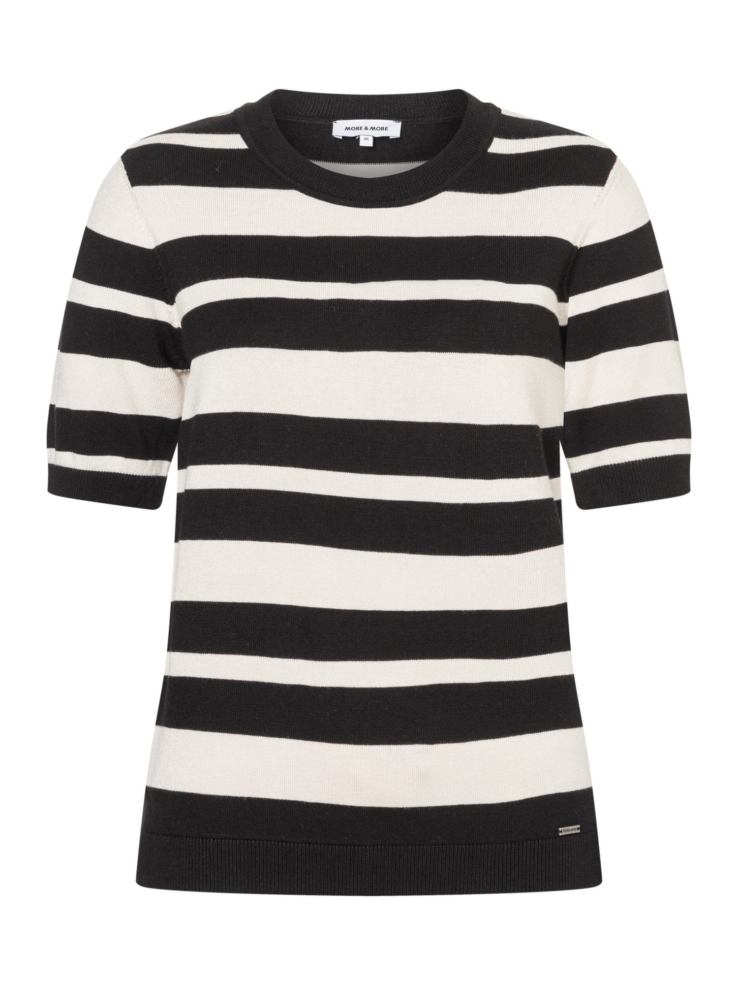 MORE&MORE Rundhalspullover Kurzarm-Pullover mit Streifen