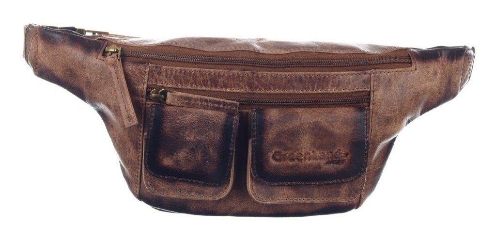 & Reißverschluss-Vortasche mit LINE, Bauchtasche Nature GreenLand MASCU