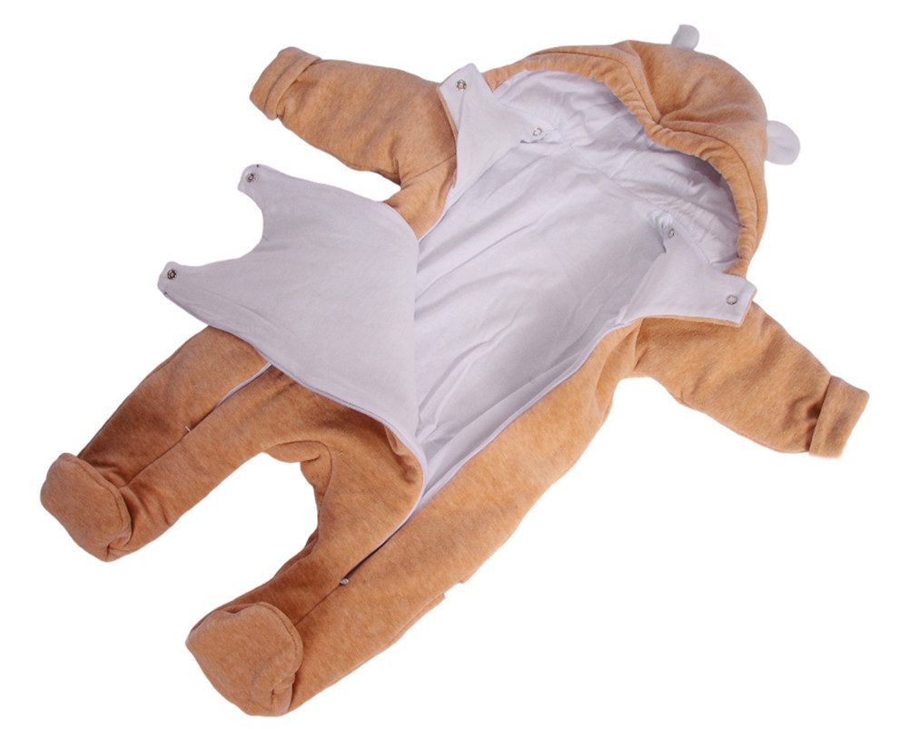 La Bortini Schneeoverall Overall Wagenanzug Baby Anzug Overall in Beige mit Bär aus weichem Velours, 44 50 56 62 68 74