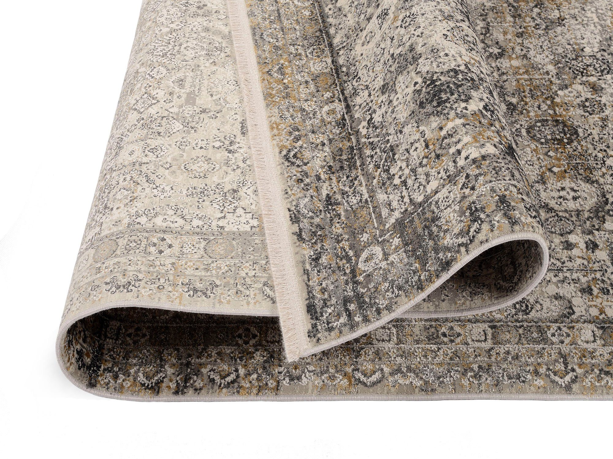 OCI DIE TEPPICHMARKE Läufer BESTSELLER TADI, rechteckig, Höhe: 8 mm, Glanz Viskose, mit Fransen, Hoch Tief Struktur, Vintage, Wohnzimmer