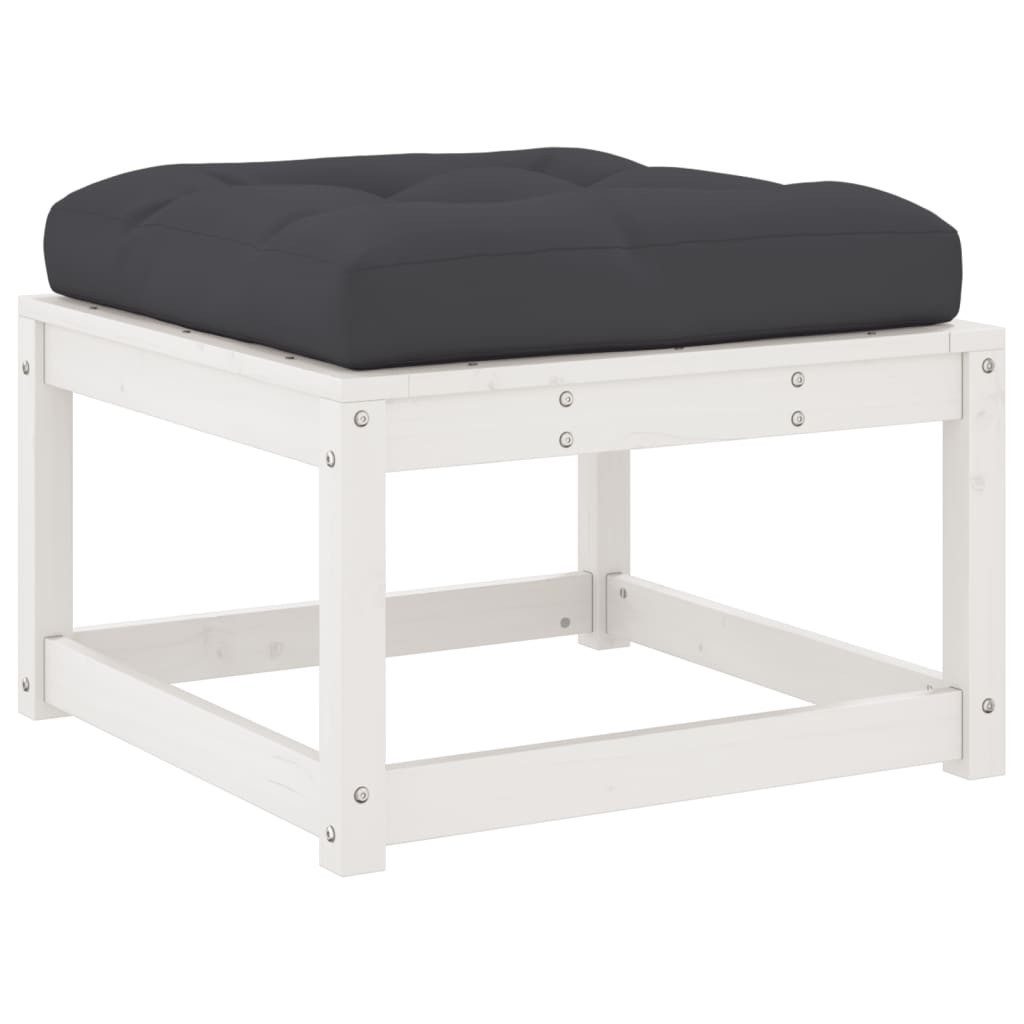vidaXL Loungesofa Gartenhocker mit Kissen Weiß günstig online kaufen