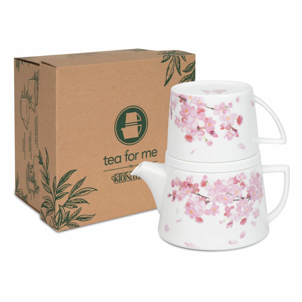 Könitz Teekanne Tea for me - Kirschblüten, 650 ml, (Set, 3-St), mit Becher und Deckel