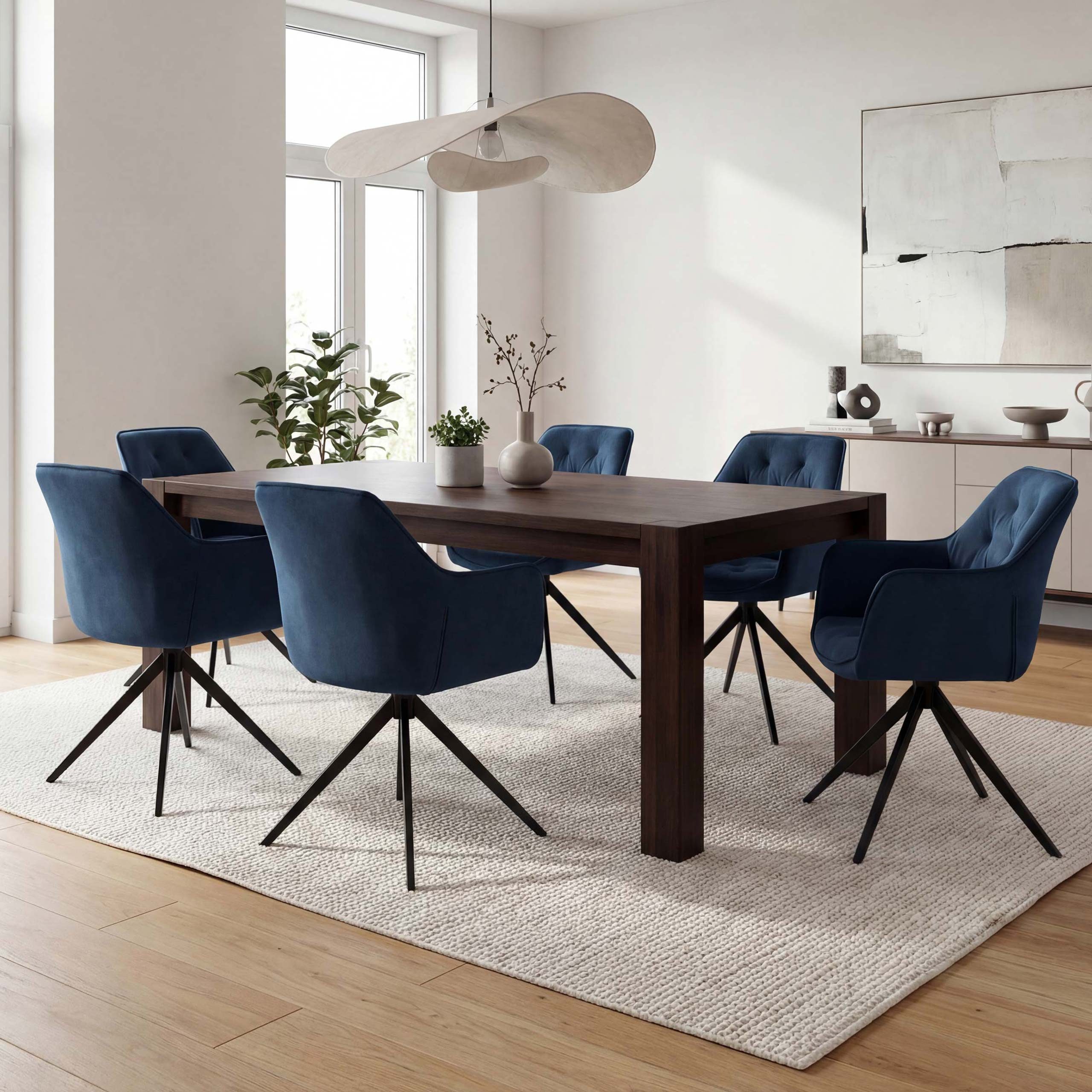 MCW Esszimmerstuhl MCW-L80-6 (6er-Set), Um 180° drehbar, Mit Autoposition