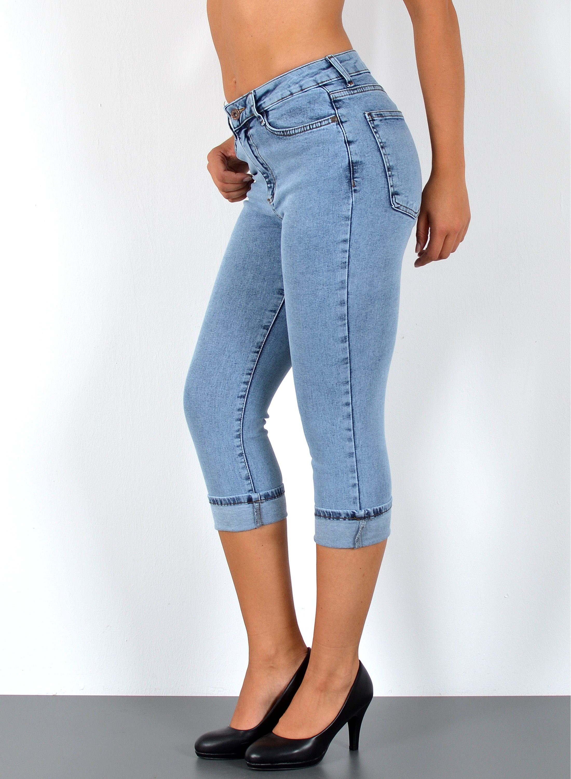 ESRA Caprijeans High Waist Capri Jeans Damen bis Übergröße Plus Size Große günstig online kaufen