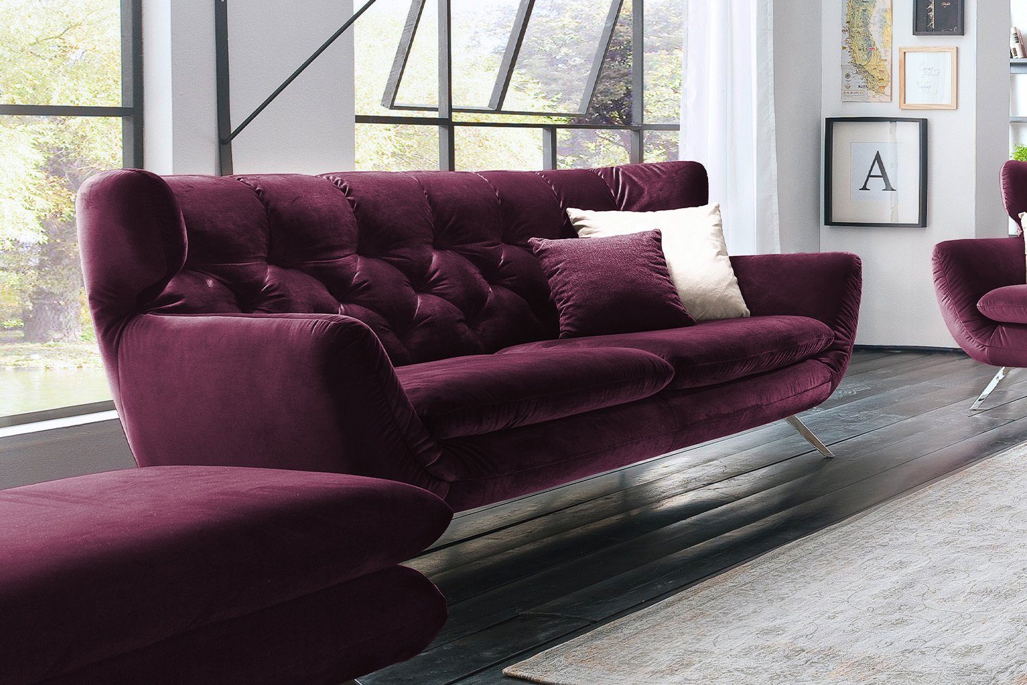 Sofa Cord, Farben versch. od. Velvet CHARME, KAWOLA 2,5-Sitzer, od. 2-Sitzer